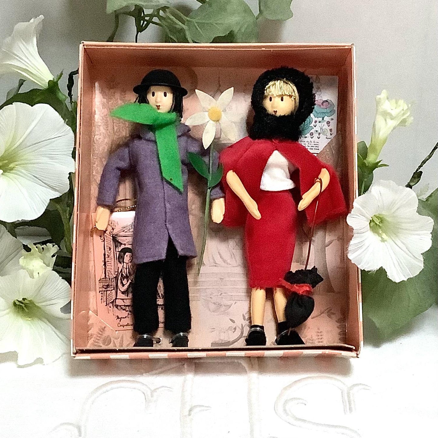 Coquelicot et le poète coffret deux poupées vintage collection amoureux de Peynet