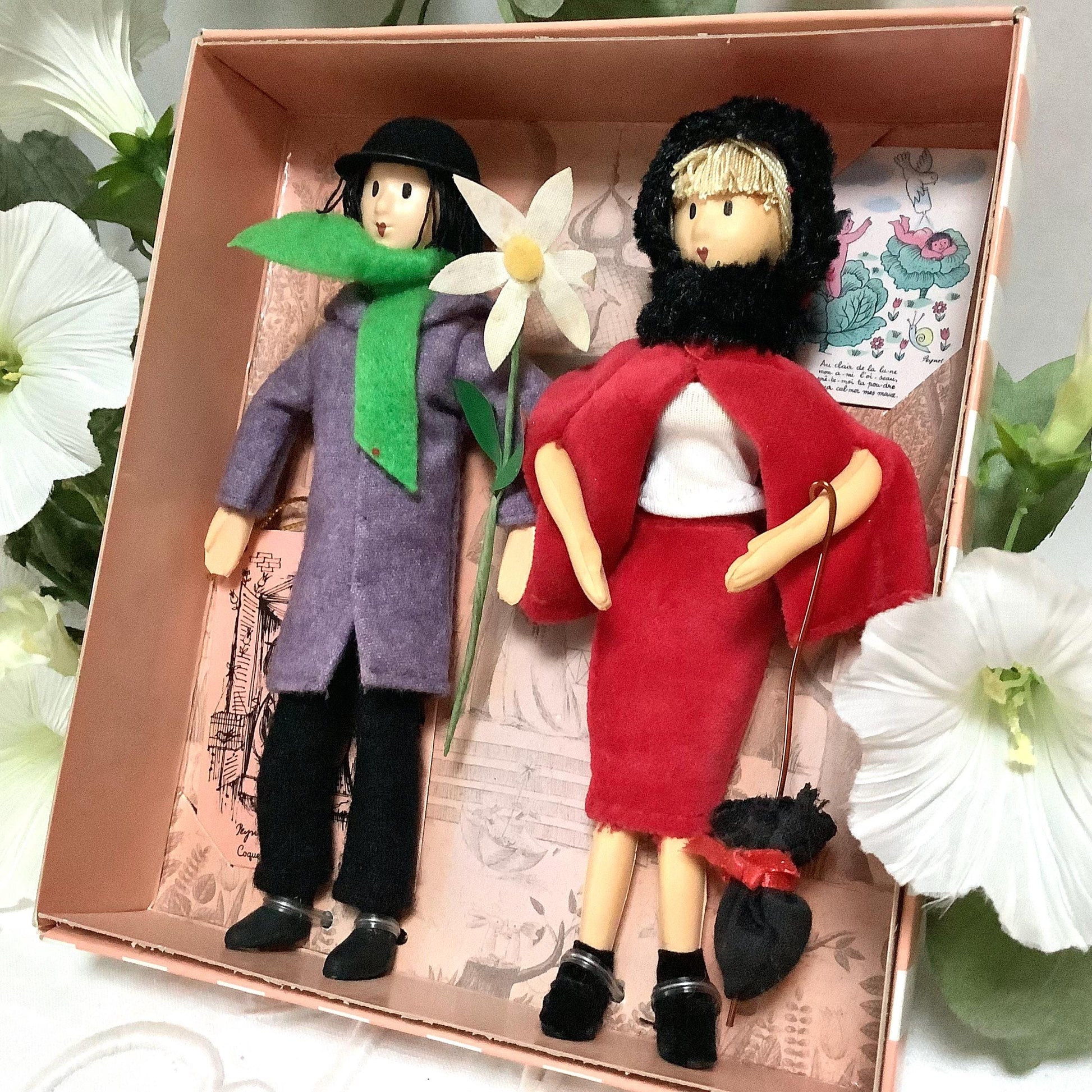 Coquelicot et le poète coffret deux poupées vintage collection amoureux de Peynet