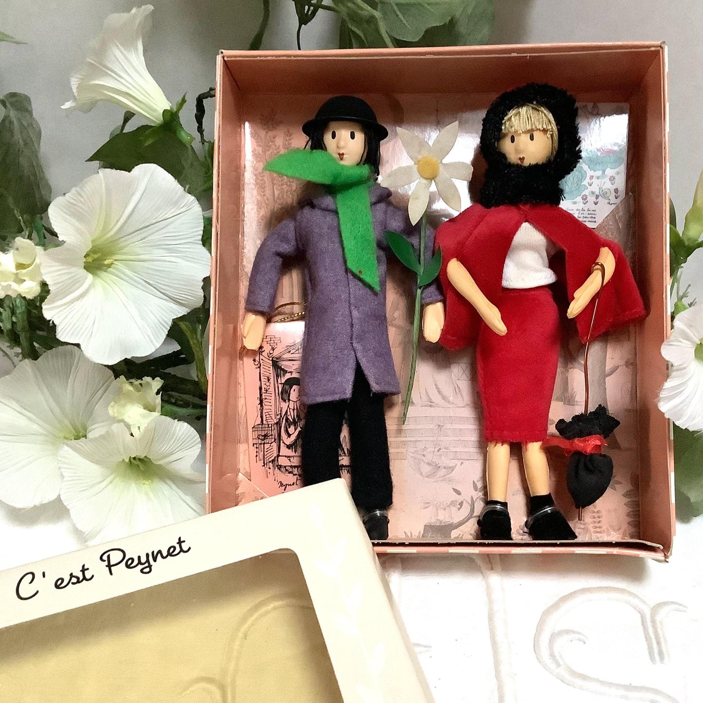 Coquelicot et le poète coffret deux poupées vintage collection amoureux de Peynet