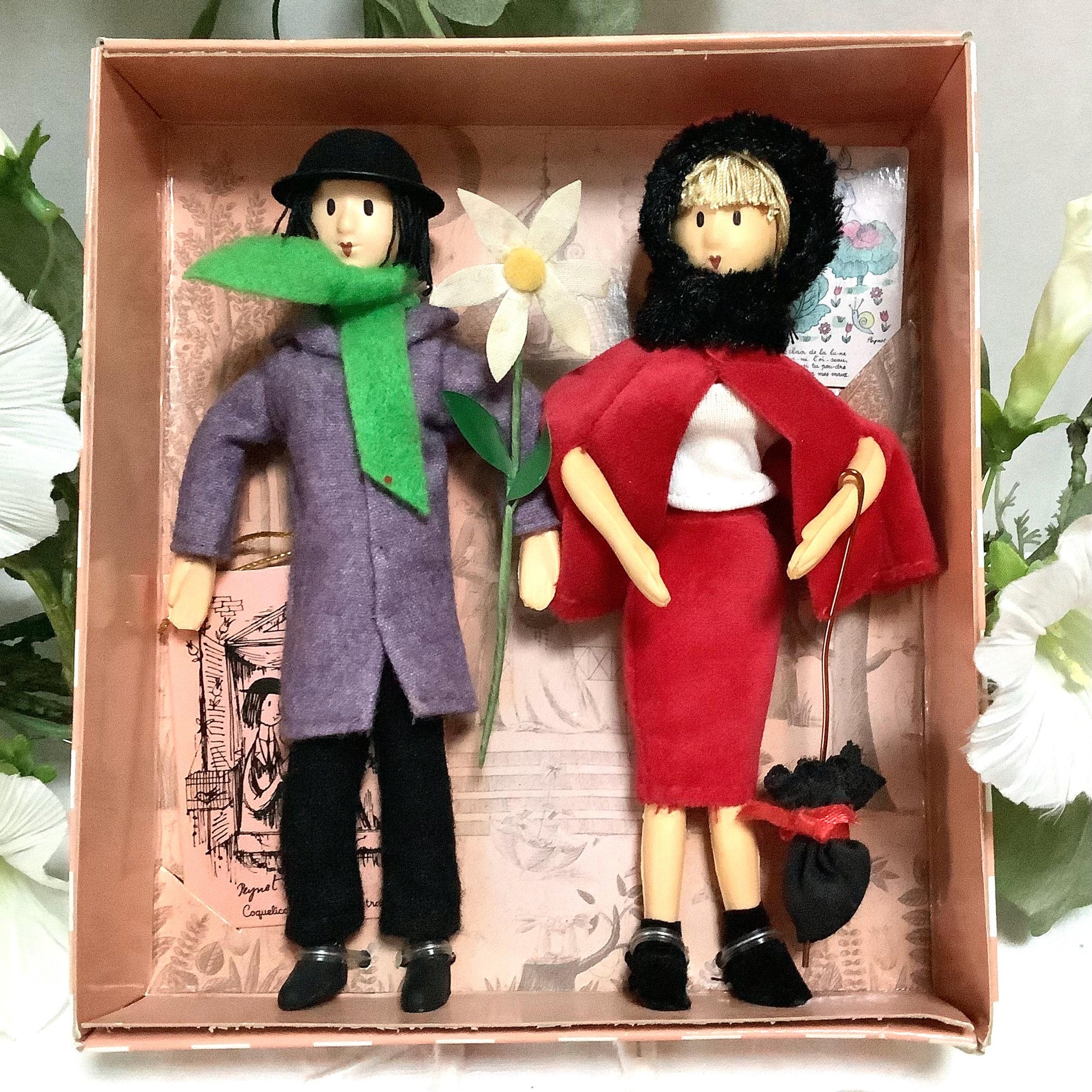 Coquelicot et le poète coffret deux poupées vintage collection amoureux de Peynet