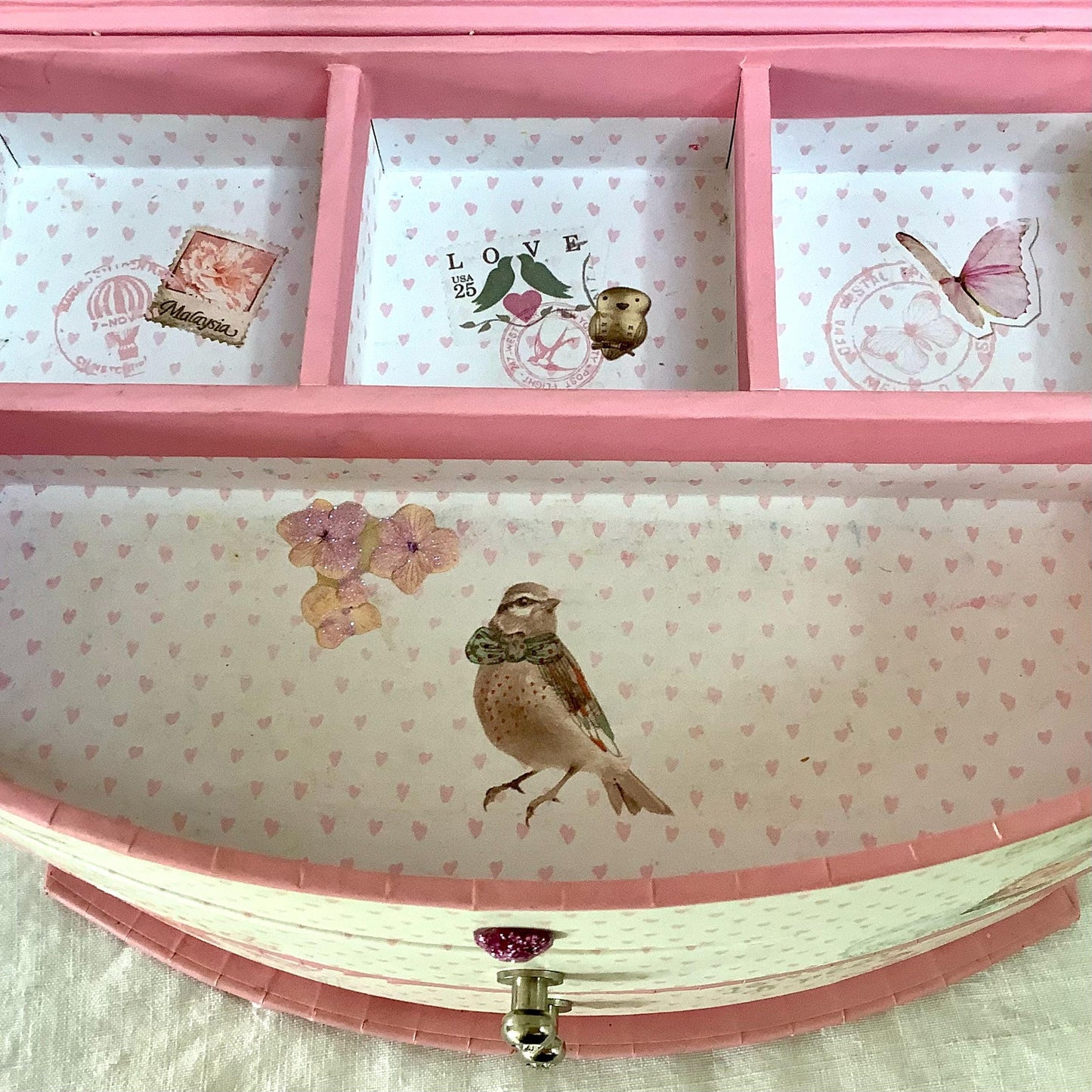 Boîte à bijoux coffret tiroirs rose top model
