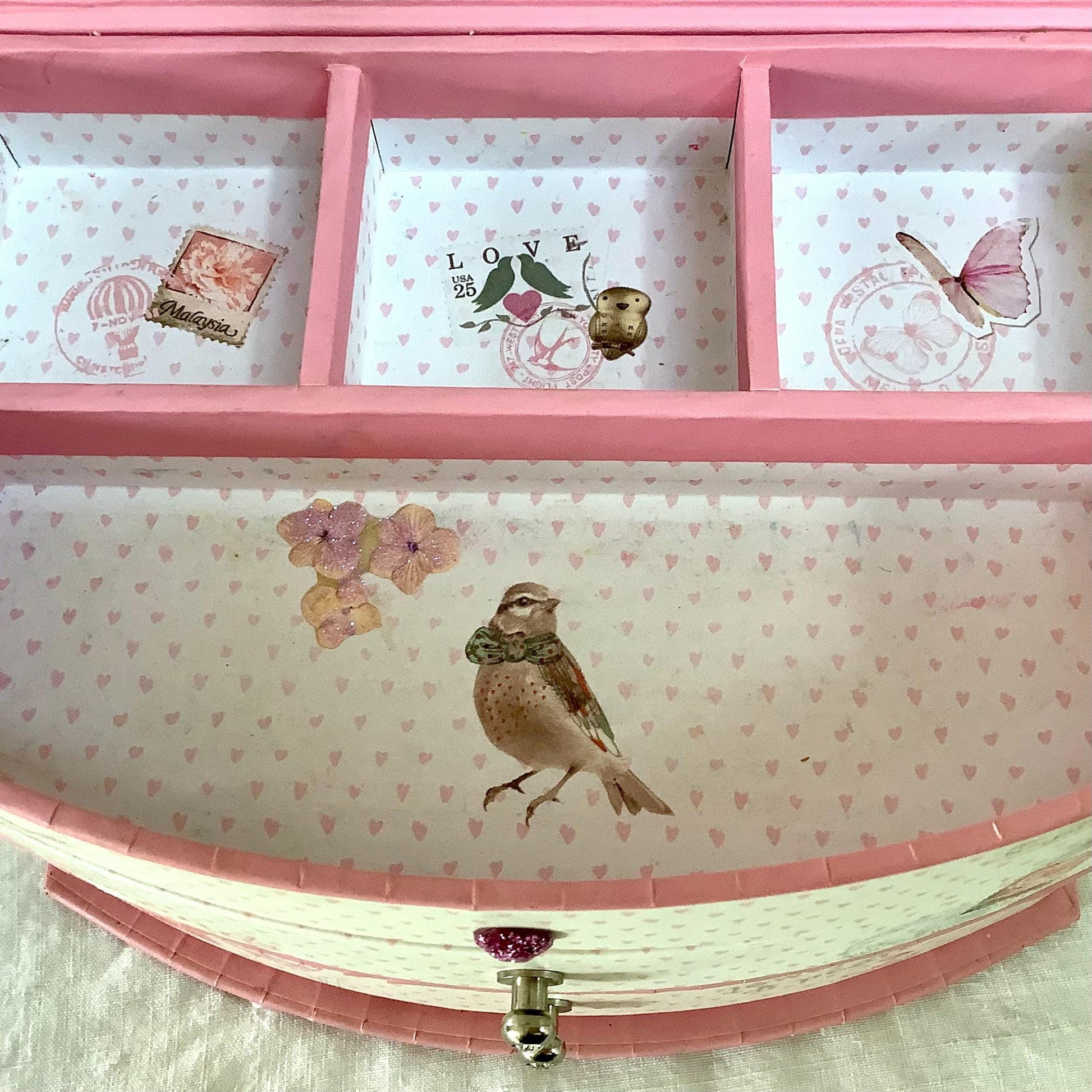 Boîte à bijoux coffret tiroirs rose top model