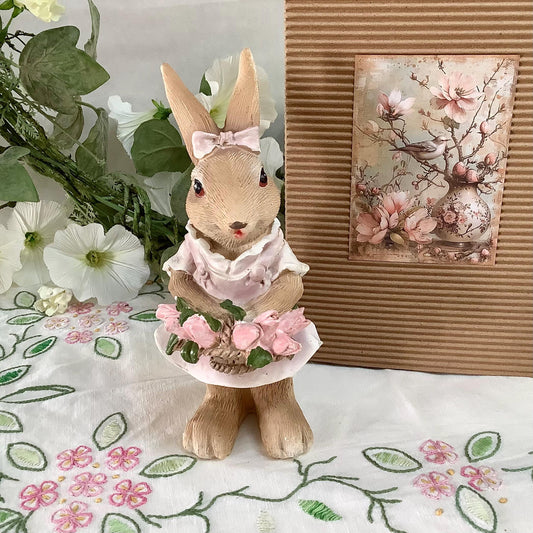 Figurine madame lapin décoration de Pâques vintage ht 18 cm
