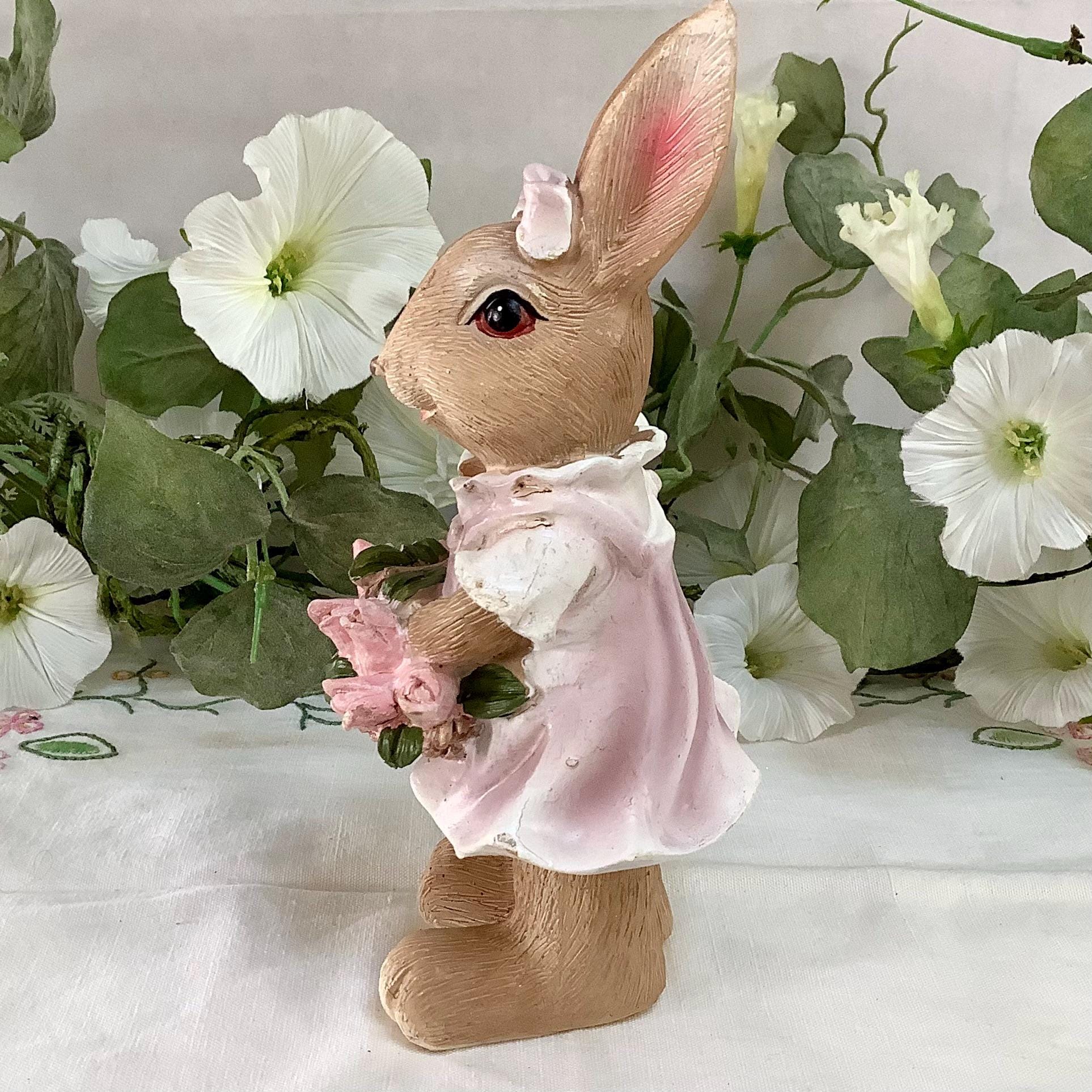 Figurine madame lapin décoration de Pâques vintage ht 18 cm