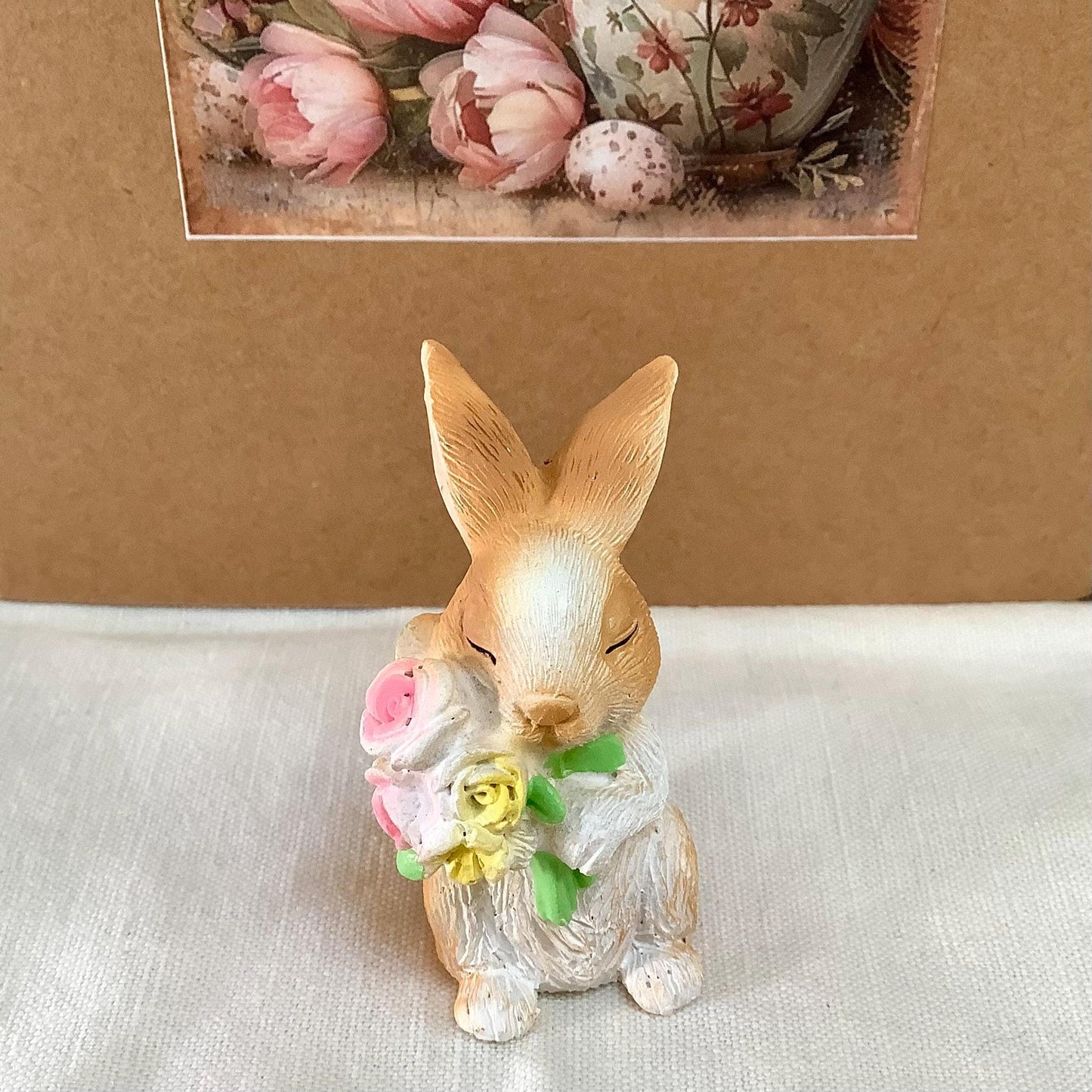 Petites figurines lapins résine décoration de Pâques vintage ht 5 cm