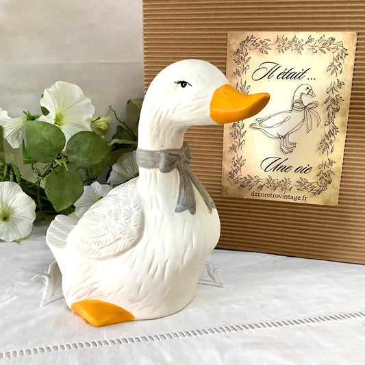 Figurine vintage oie collection faïence ht 17 cm