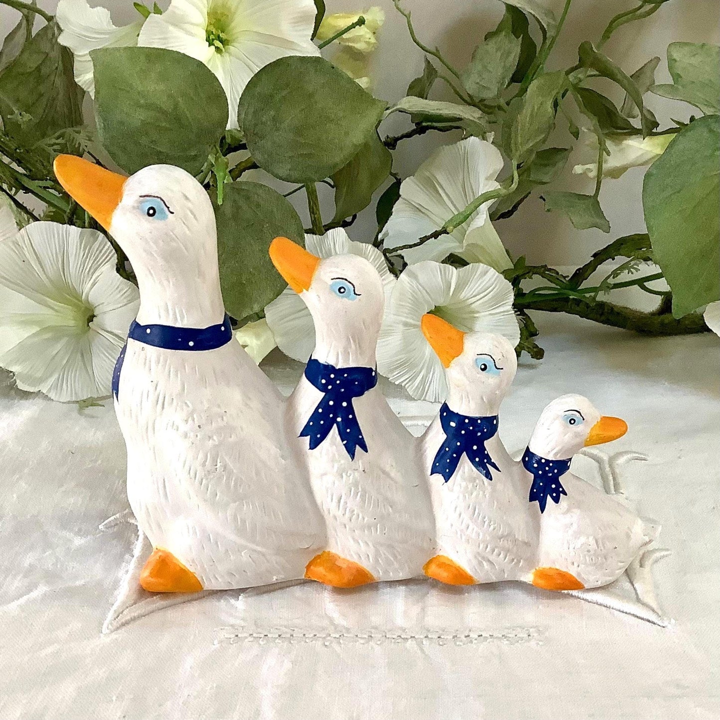 Figurines vintage oies collection faïence ht 15 - 11 cm