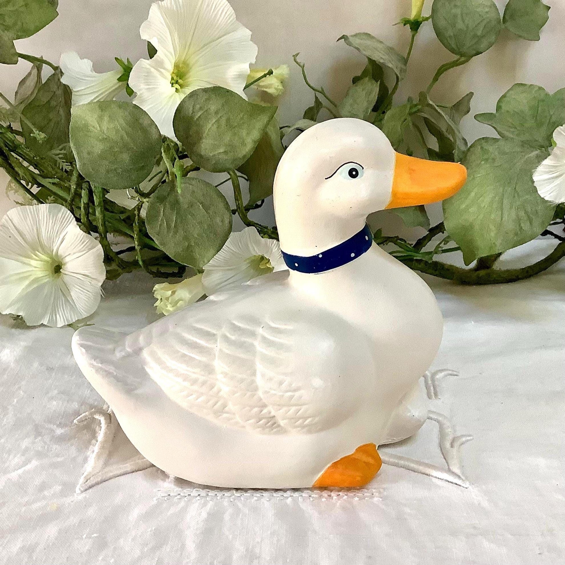 Figurine vintage oie collection avec oison faïence ht 12.5 cm