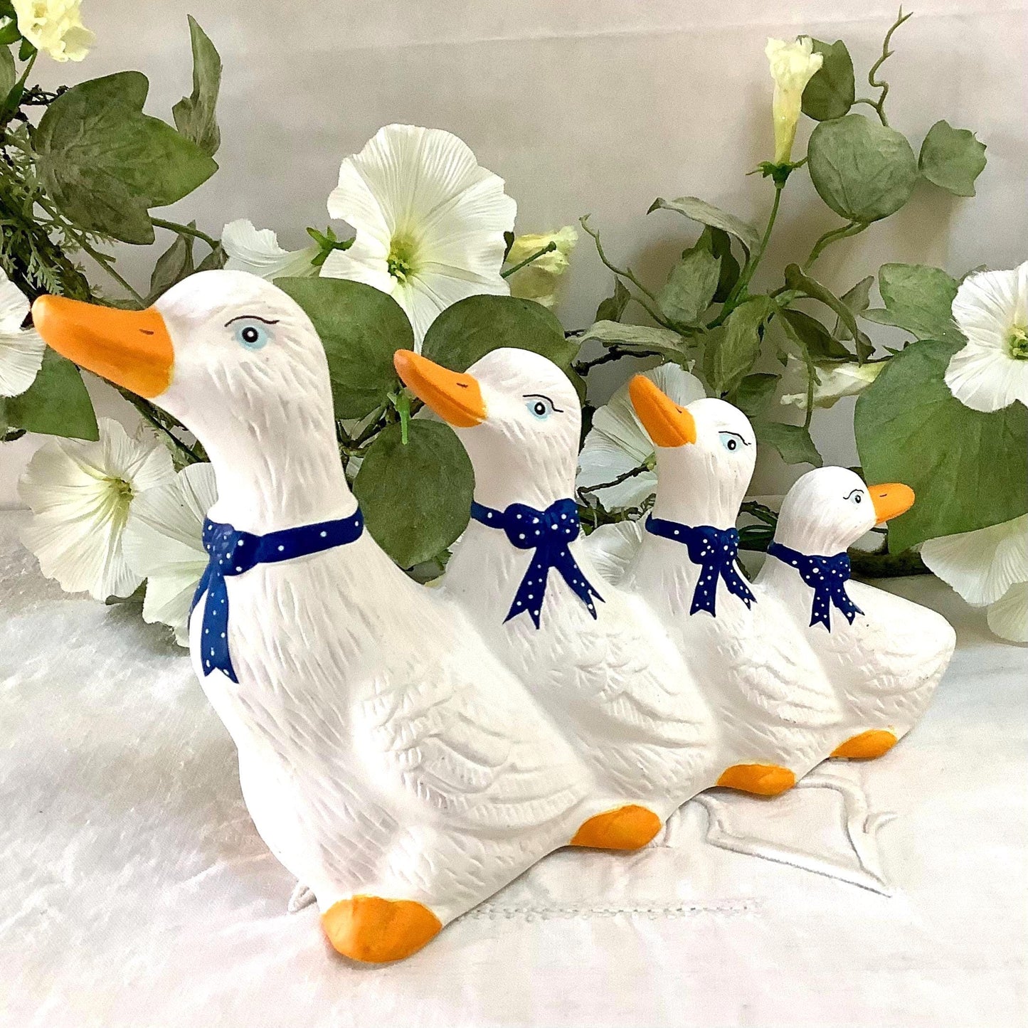 Figurines vintage oies collection faïence ht 15 - 11 cm