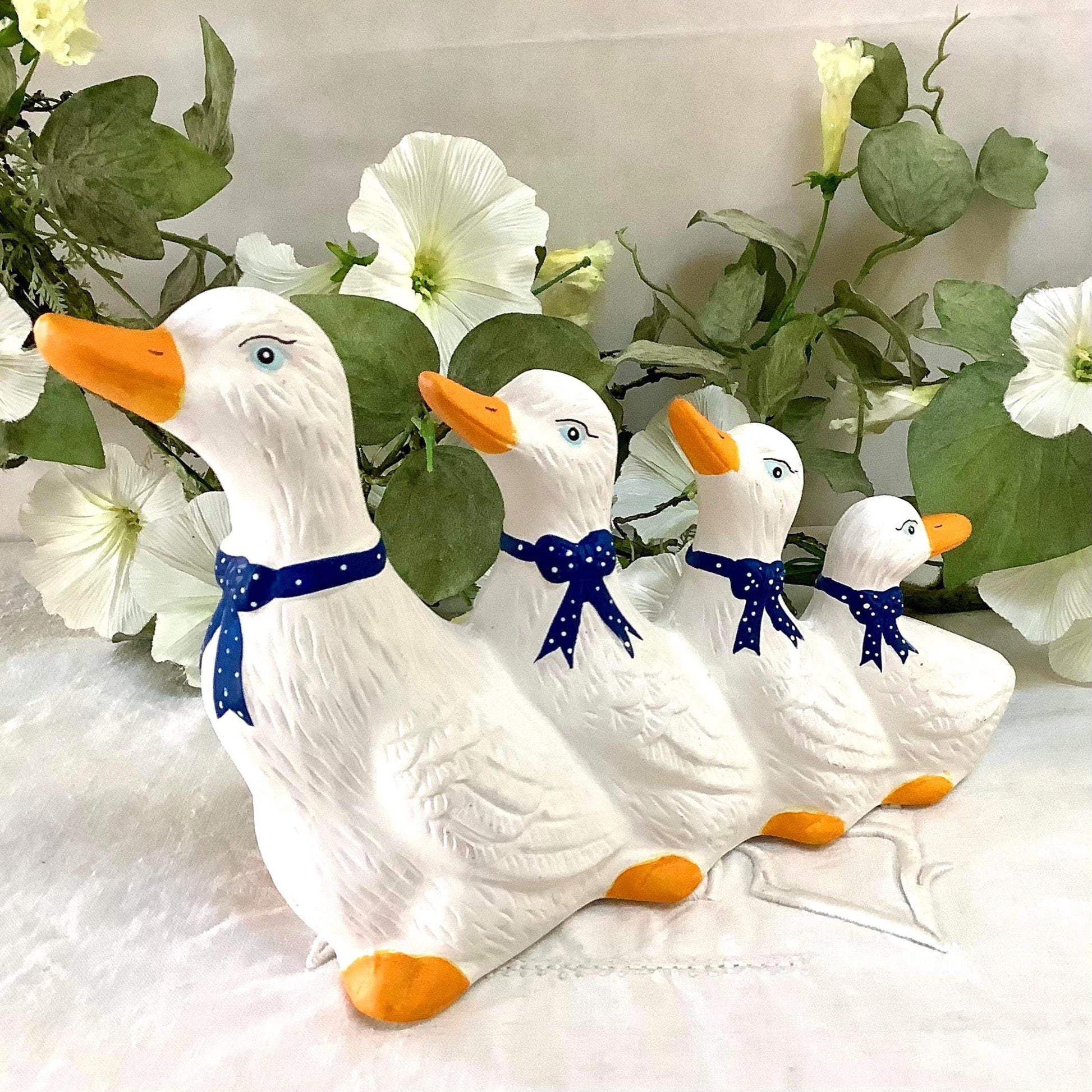 Figurines vintage oies collection faïence ht 15 - 11 cm