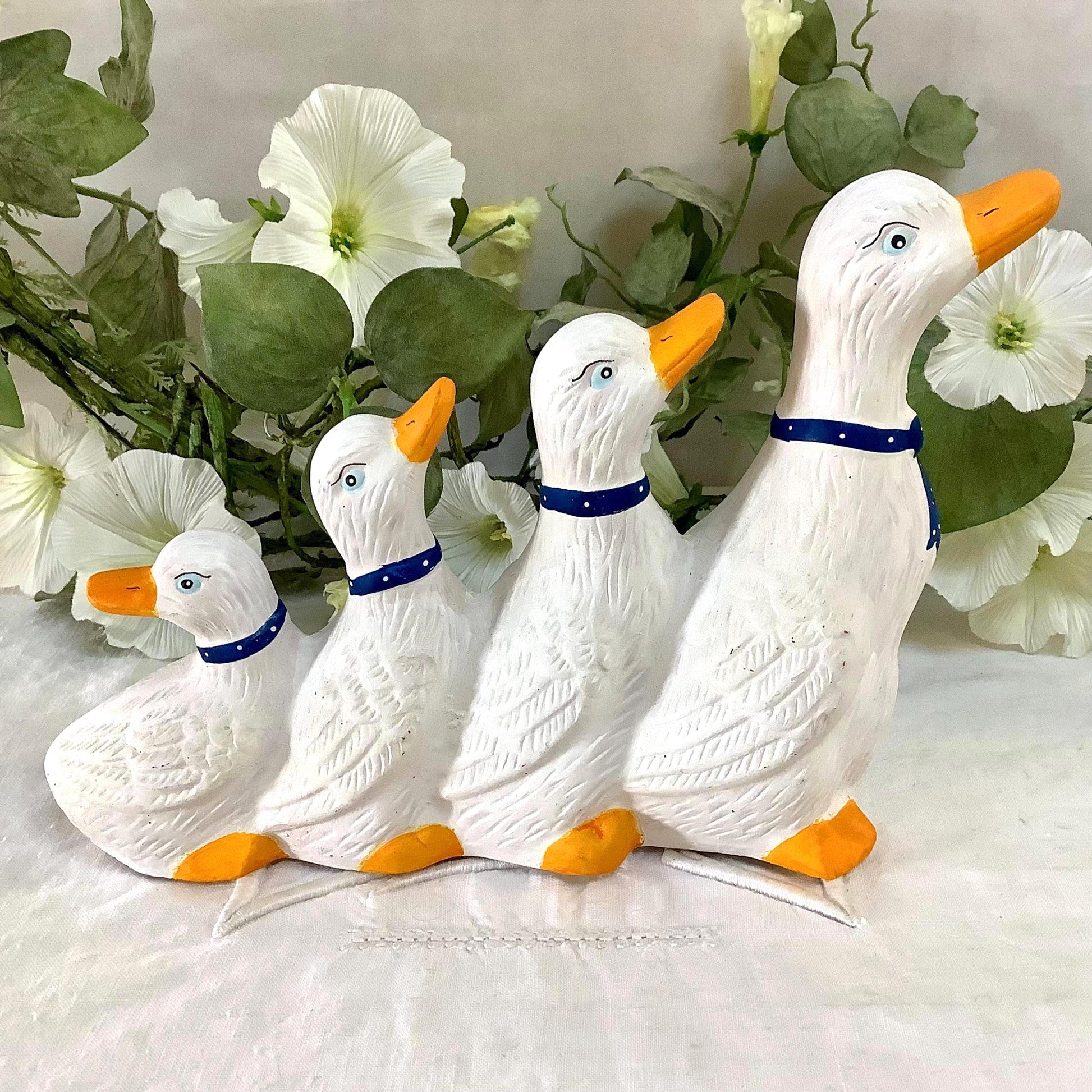 Figurines vintage oies collection faïence ht 15 - 11 cm