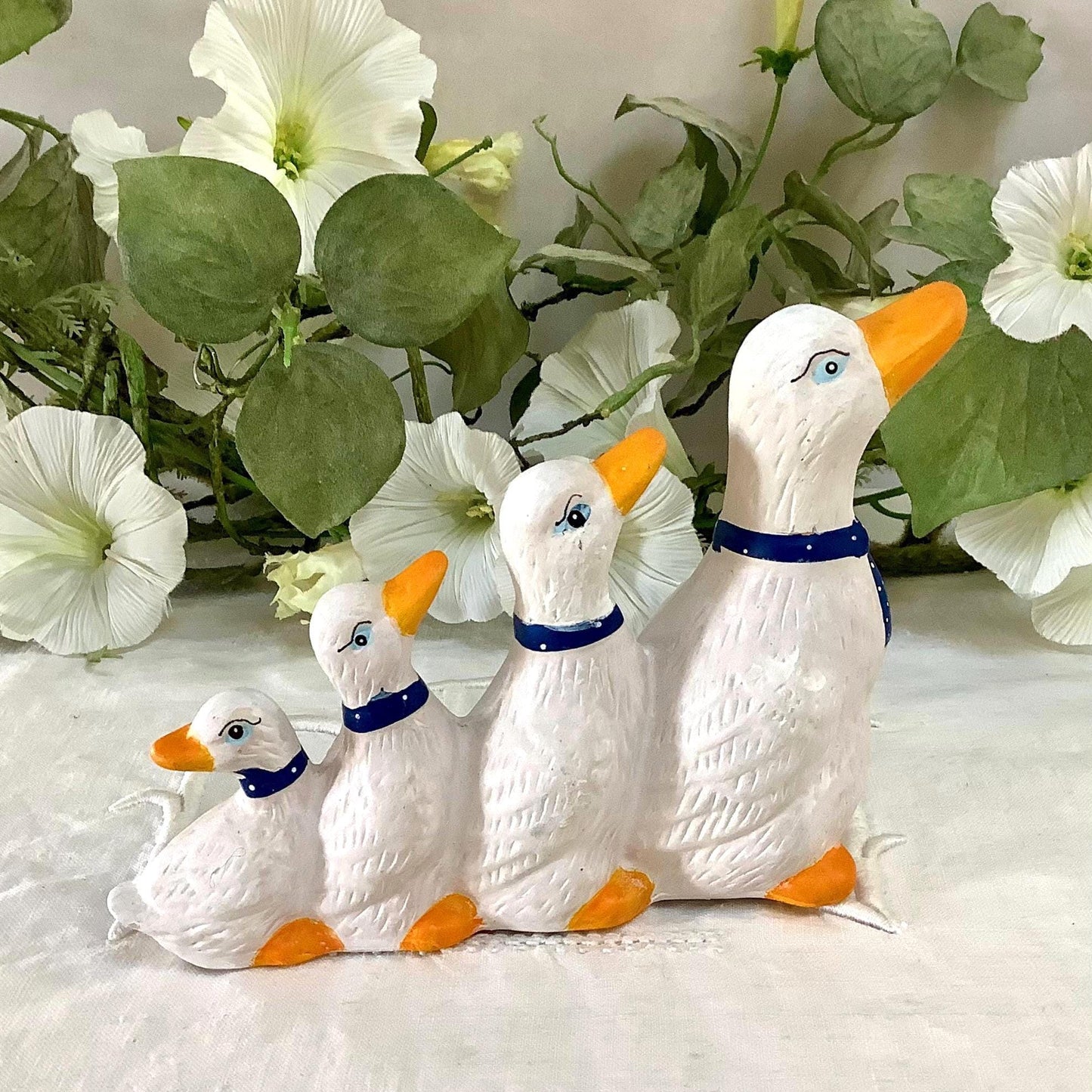 Figurines vintage oies collection faïence ht 15 - 11 cm