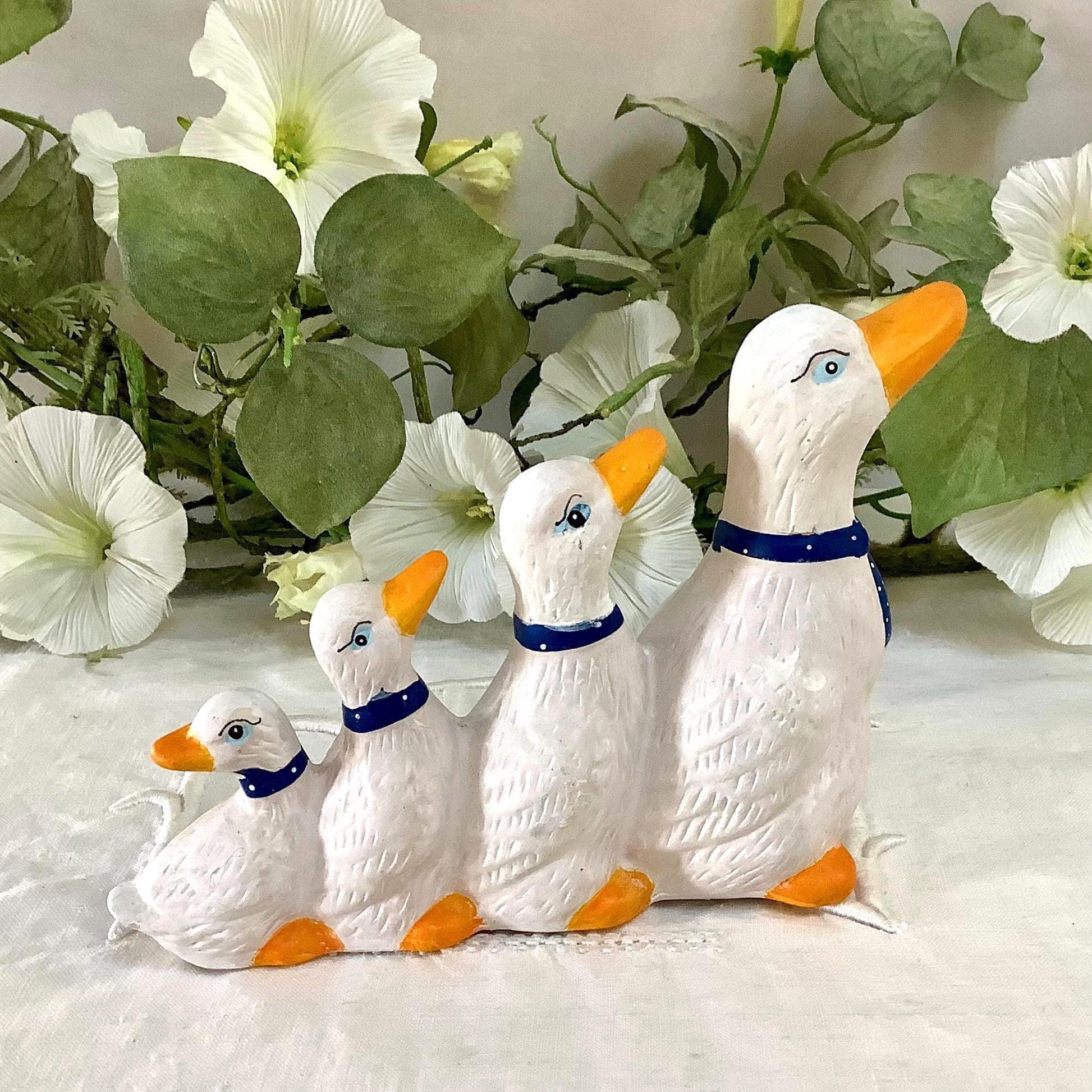 Figurines vintage oies collection faïence ht 15 - 11 cm