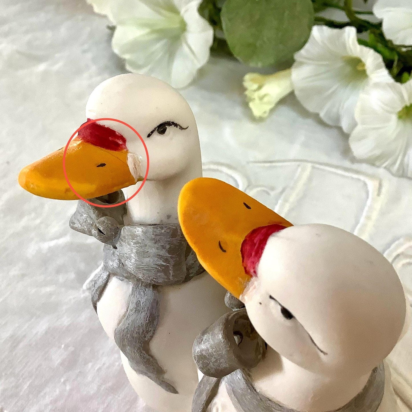 Figurine vintage oies collection porcelaine biscuit ht 11.5 cm