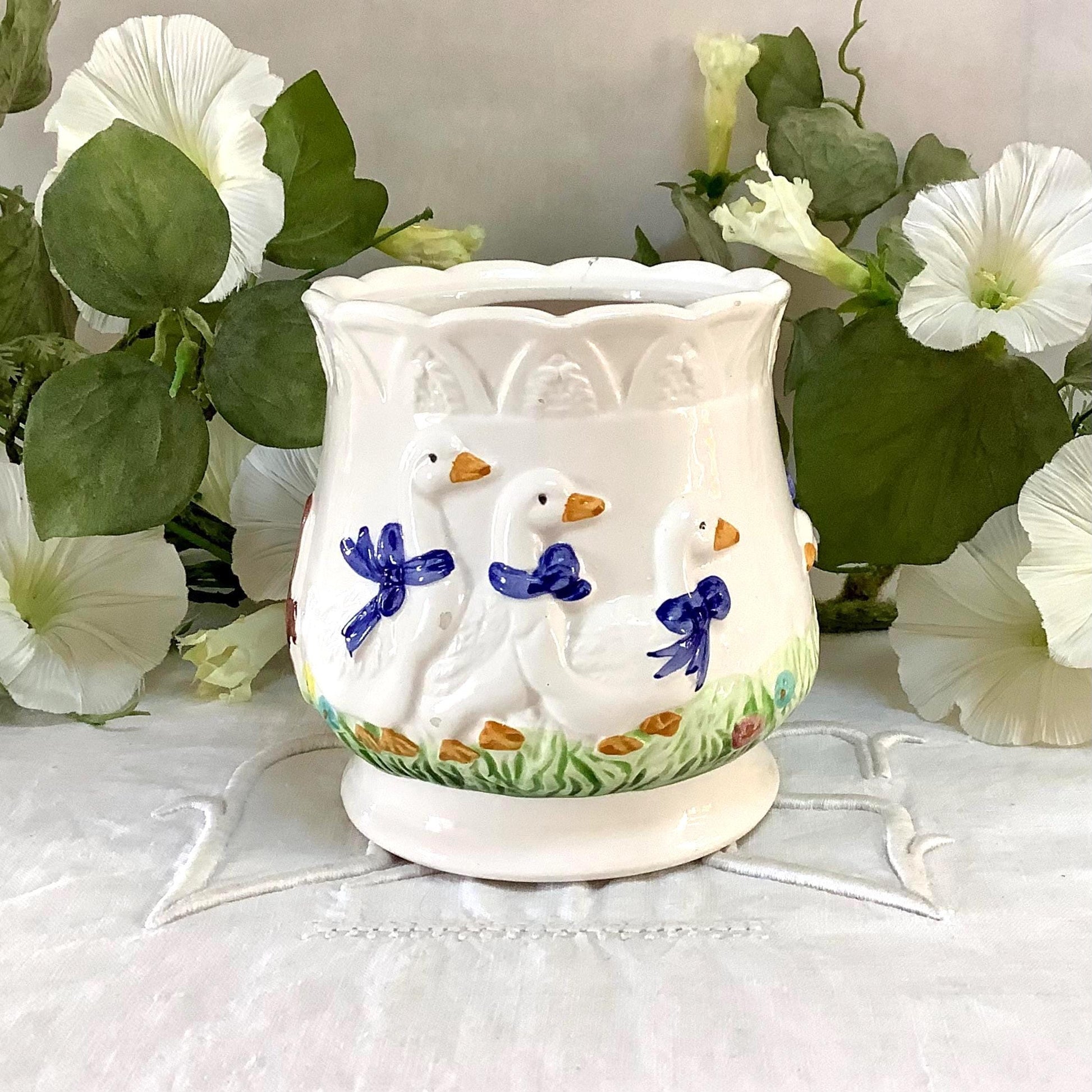 Vase vintage faïence trois oie collection ht 10.5 cm