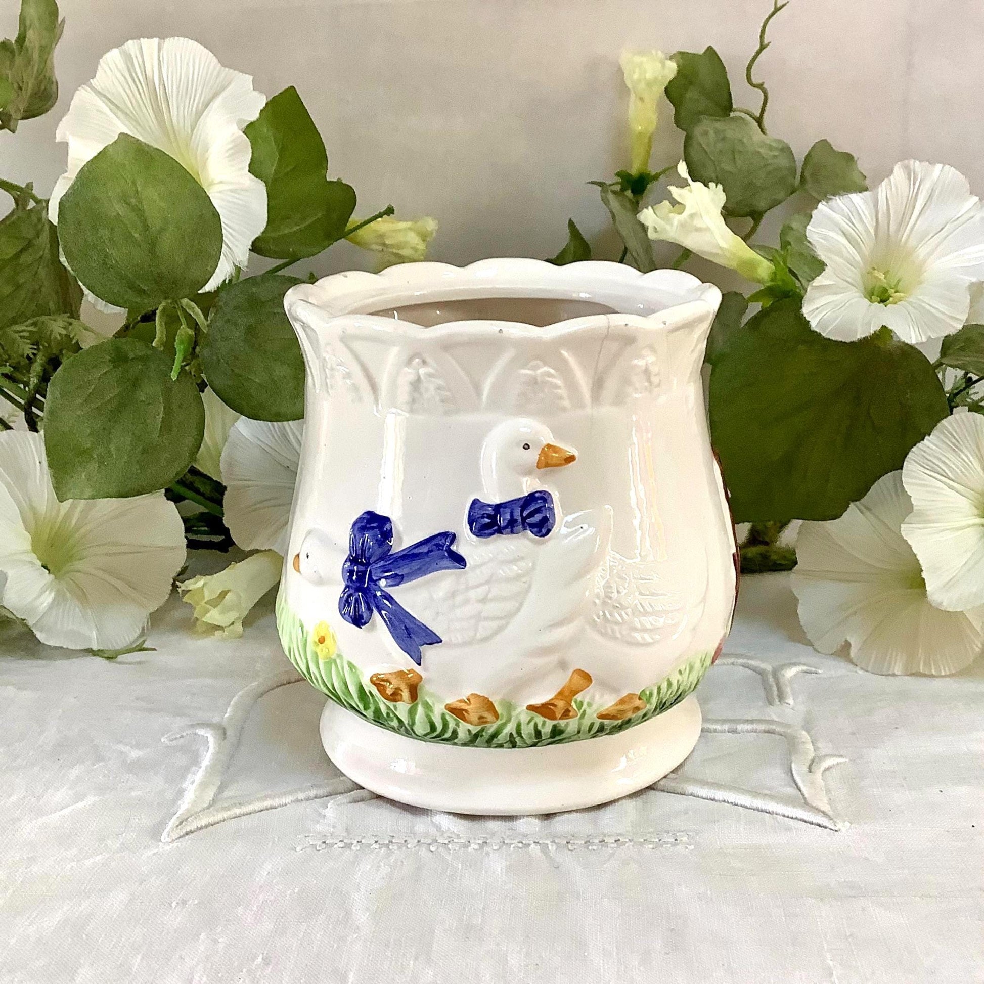 Vase vintage faïence trois oie collection ht 10.5 cm
