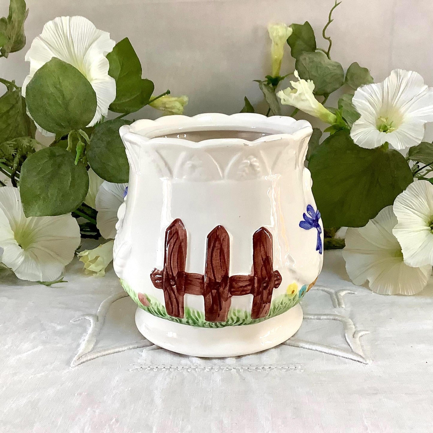 Vase vintage faïence trois oie collection ht 10.5 cm