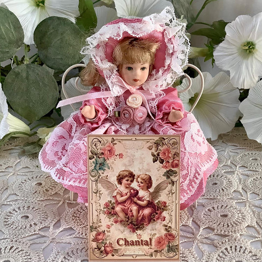 Chantal poupée porcelaine miniature vintage ht 11 cm