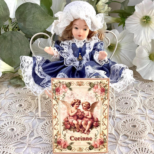 Corinne poupée porcelaine miniature vintage ht 11 cm