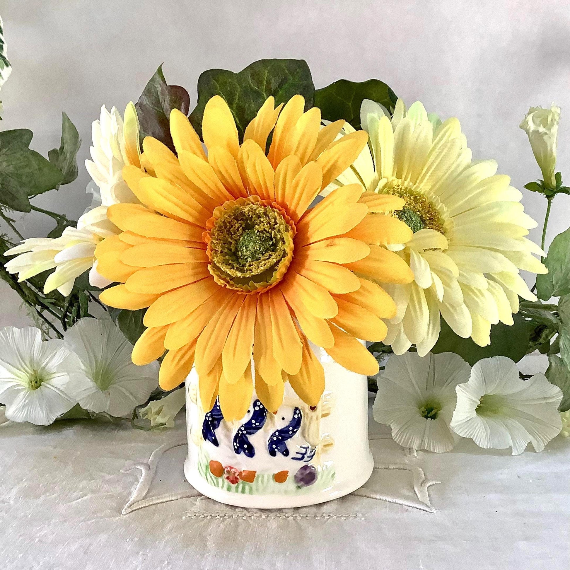 Vase vintage faïence café trois oies collection ht 9.5 cm