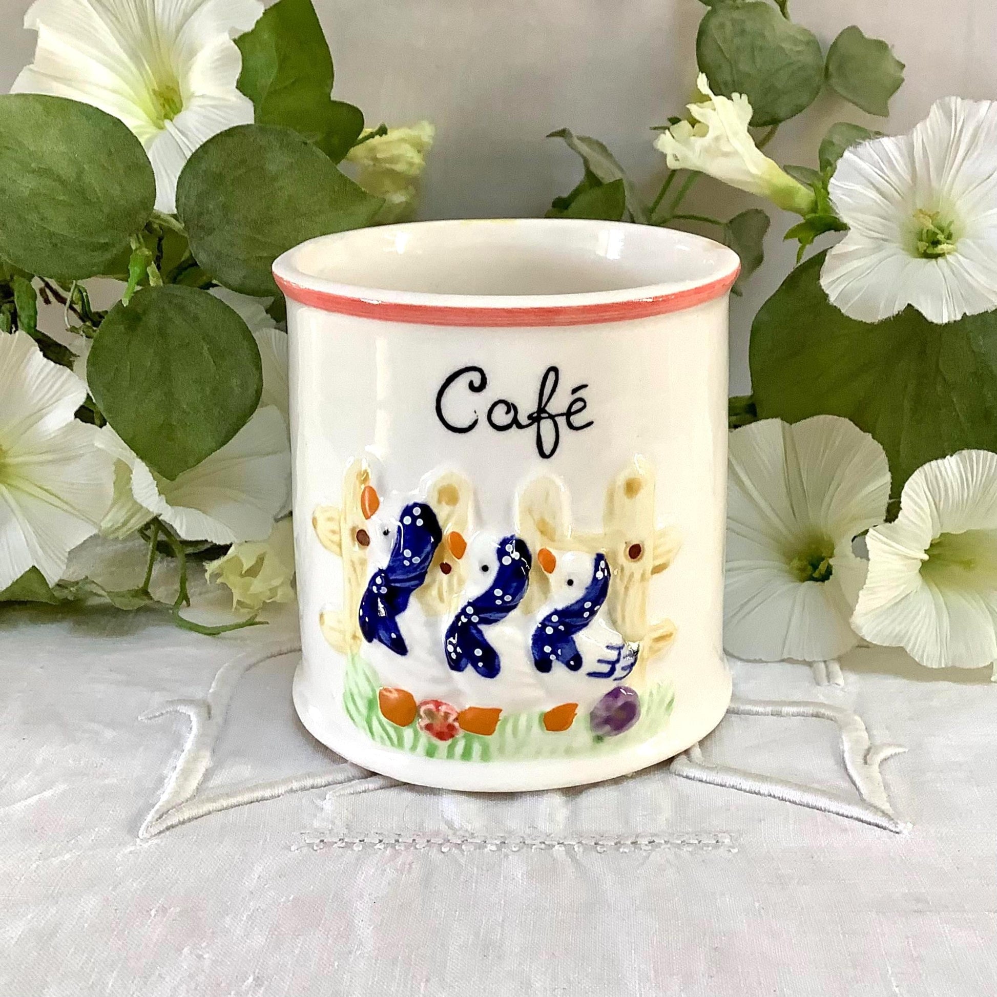 Vase vintage faïence café trois oies collection ht 9.5 cm