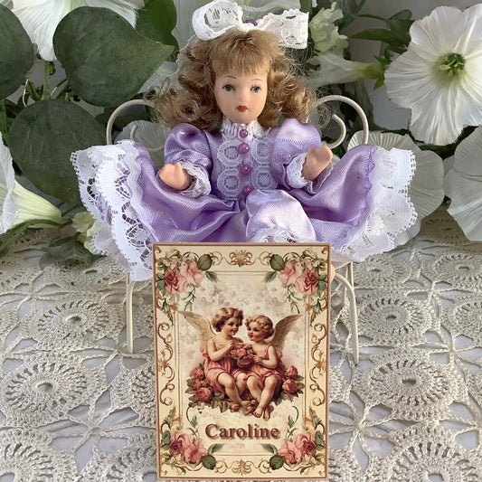 Caroline poupée porcelaine miniature vintage ht 12 cm