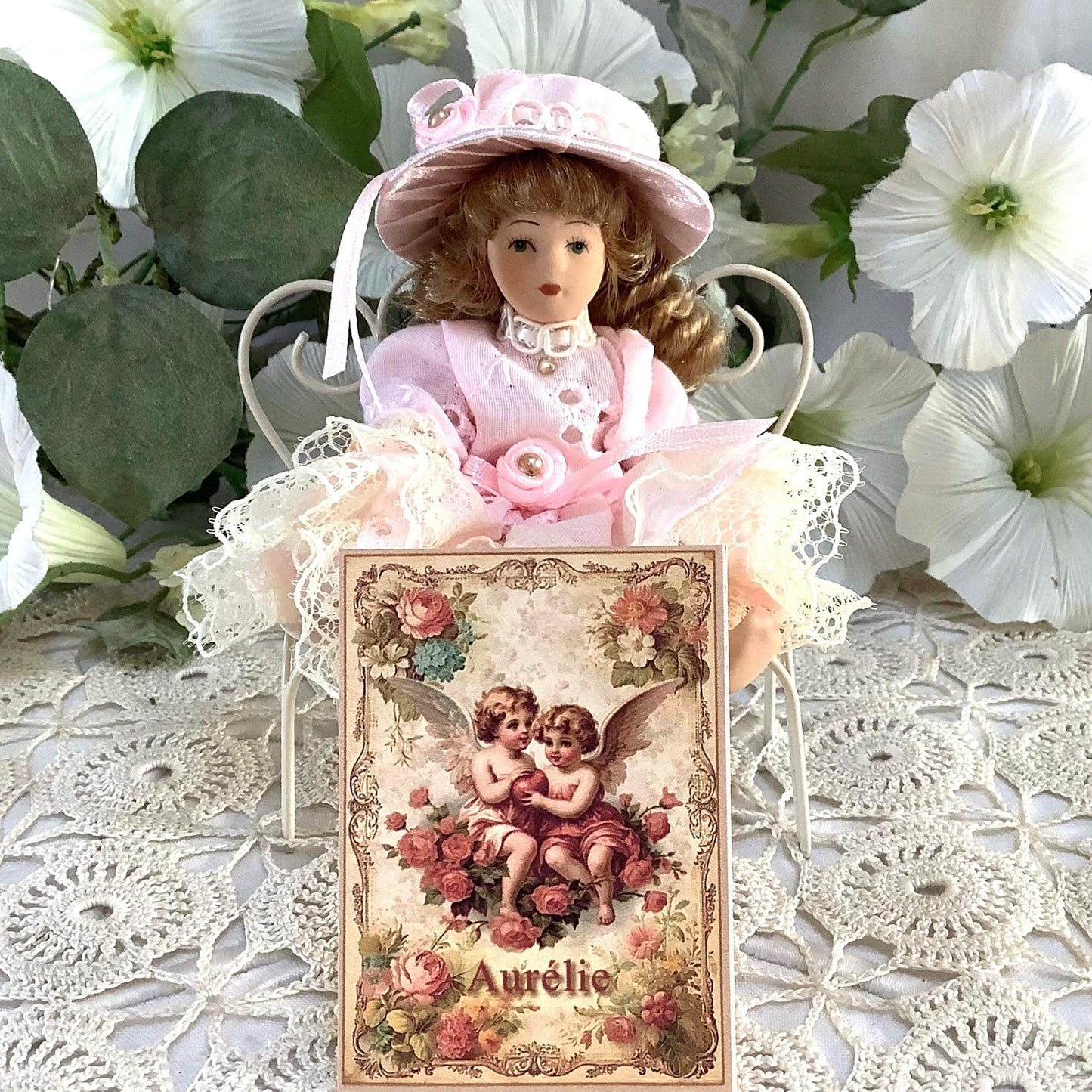 Aurélie poupée porcelaine miniature vintage ht 11 cm
