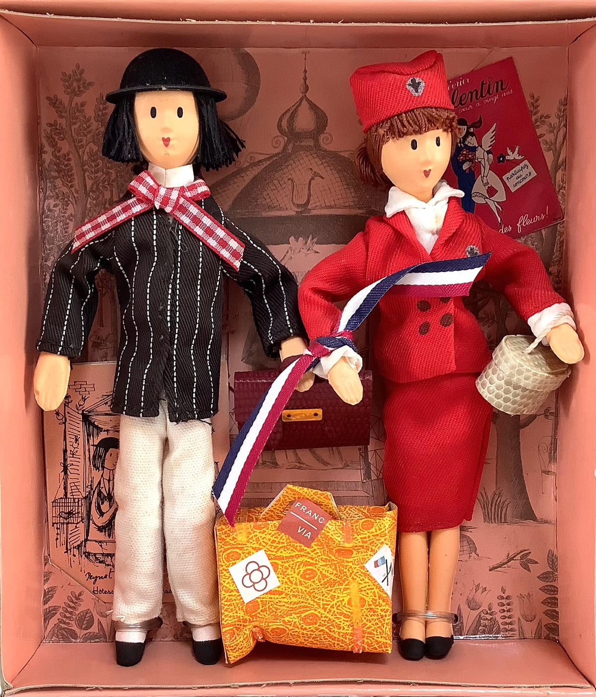 Hôtesse de l’air et passager coffret deux poupées vintage collection amoureux de Peynet
