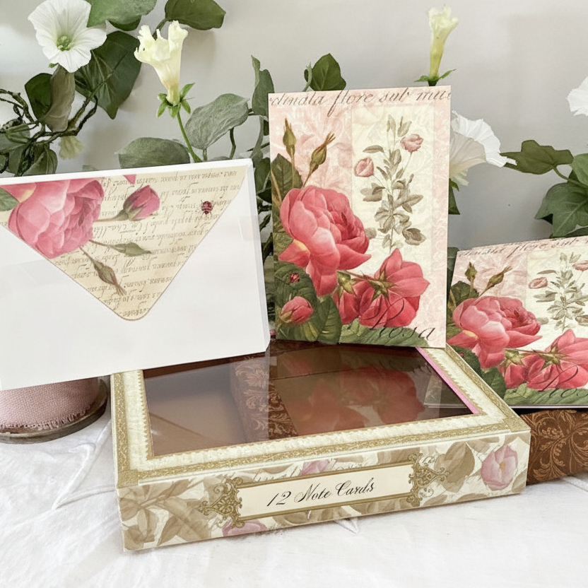 Cartes postales enveloppes vintage royal garden roses anciennes redouté