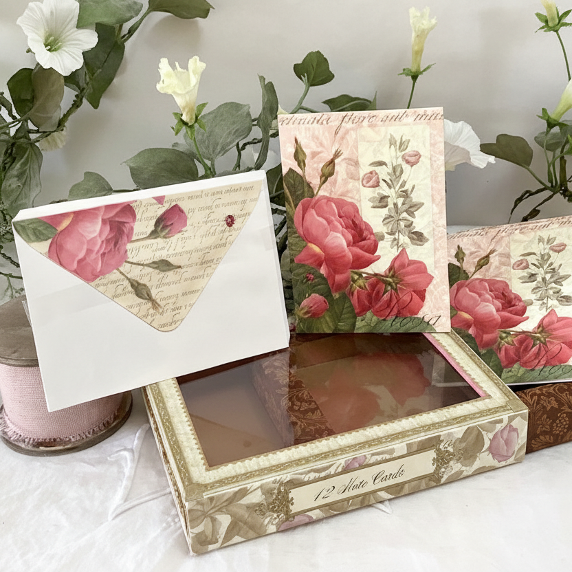 Cartes postales enveloppes vintage royal garden roses anciennes redouté
